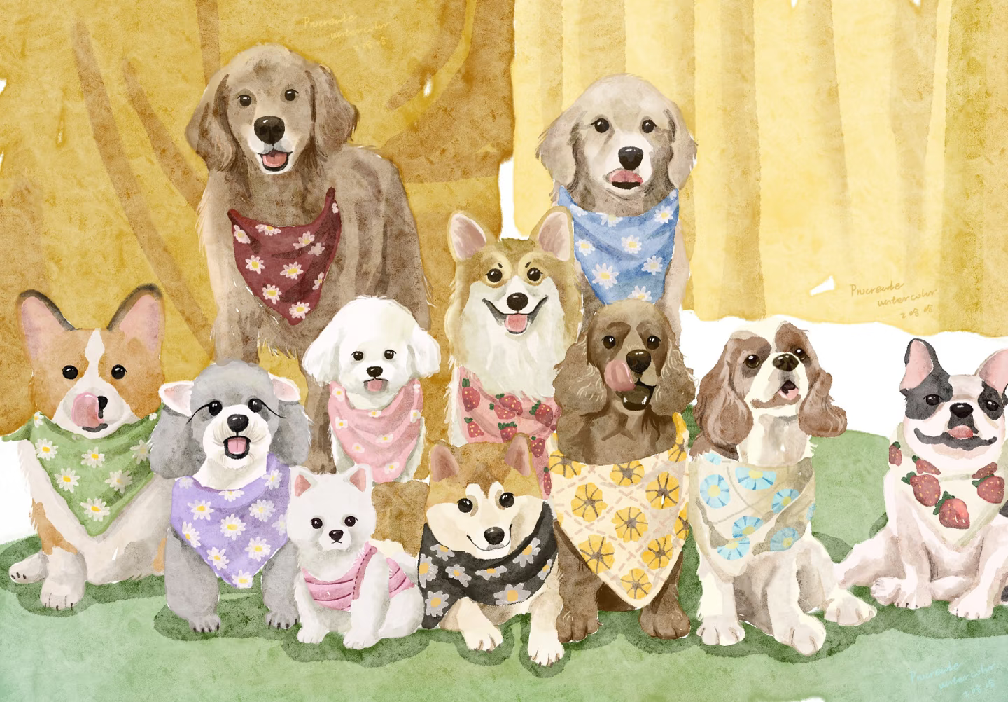 萌犬陪伴背景图